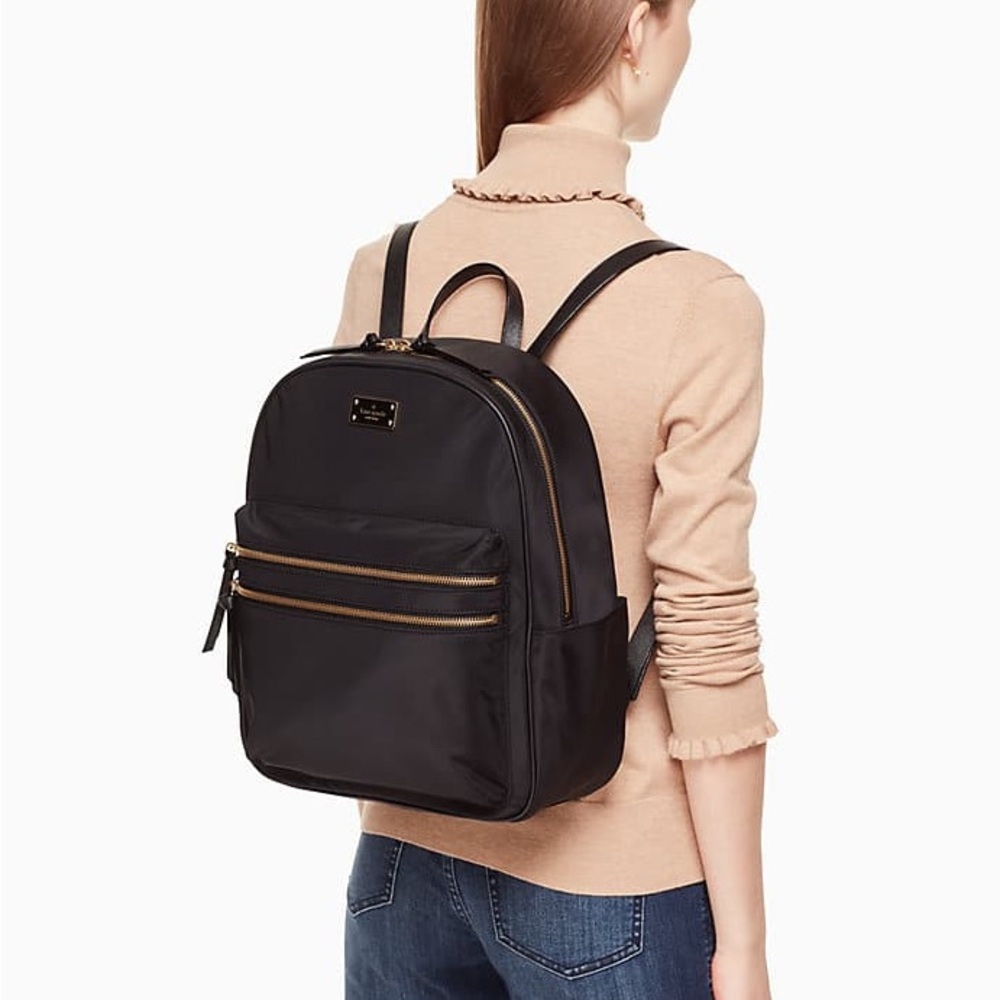 Kate Spade Black Backpack with Gold Accents